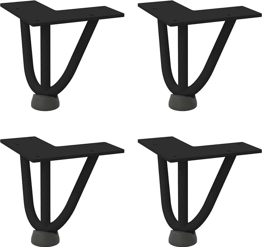 vidaXL Haarnadelbeine für Couchtisch 4 Stk. Schwarz 10 cm Massivstahl