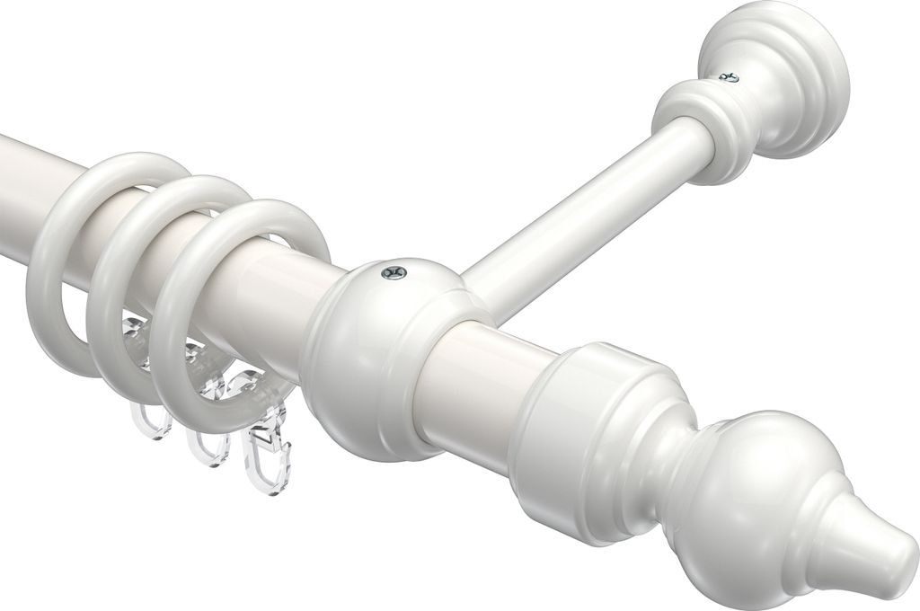 Interdeco Gardinenstange / Vorhangstange Weiß, Typ Classic Rondo (Rillenform), 28 mm Ø 1-läufig, 600 cm