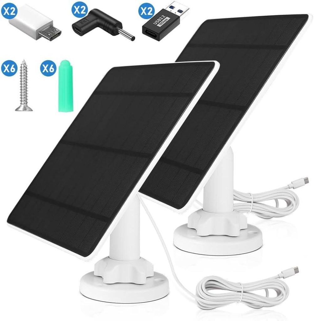 2x Solarpanel 5W für Überwachungskamera Aussen Akku, 5V Produktbild 