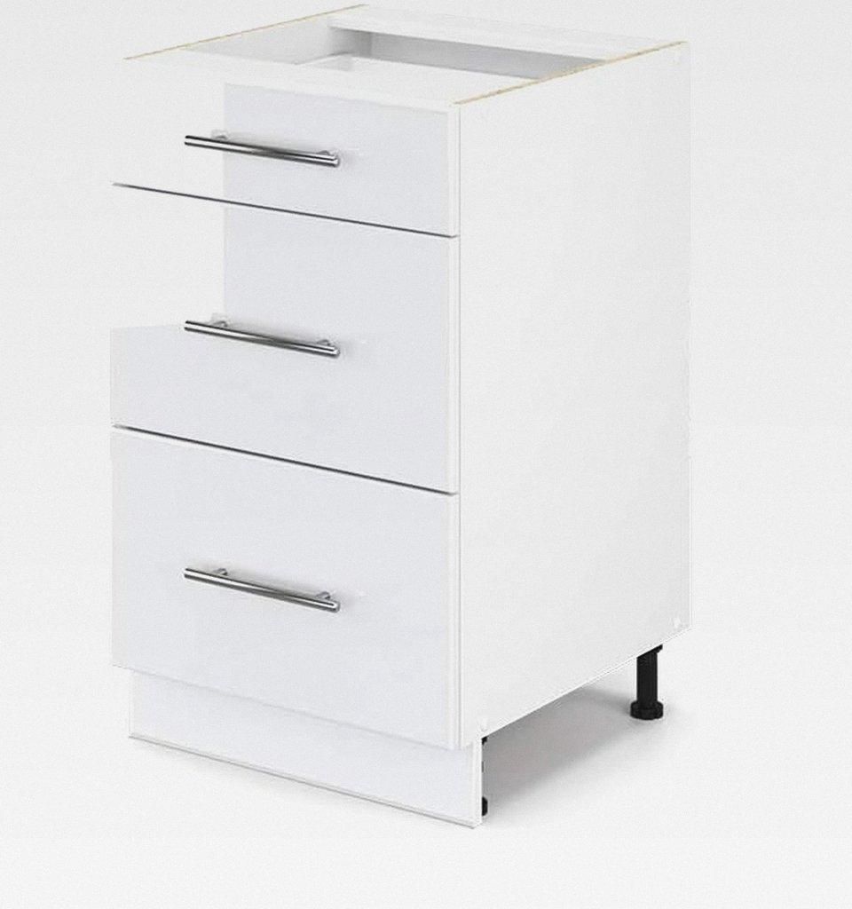 Badschrank Fame-Line, Weiß Hochglanz/Weiß, 50 x 81.6 cm ohne Arbeitsplatte