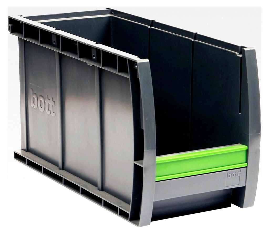 Sichtlagerkasten bottbox 1.3.165 mit Beschriftungsclip, 130 x 298 x 165 mm