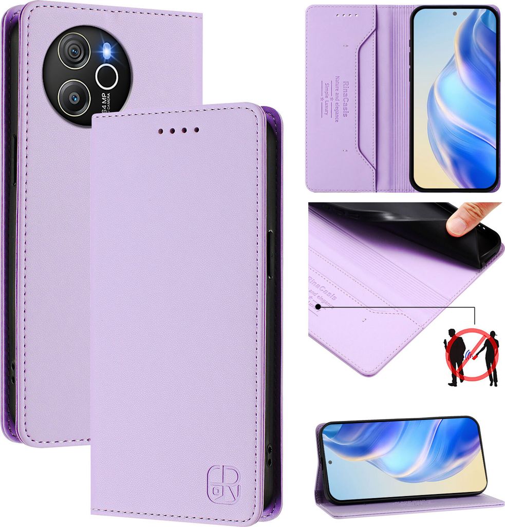 Lederhülle für Blackview Shark 8/Oscal Tiger 12 Hülle Flip Brieftasche Kartenfächern Ständer Schutzhülle Violett
