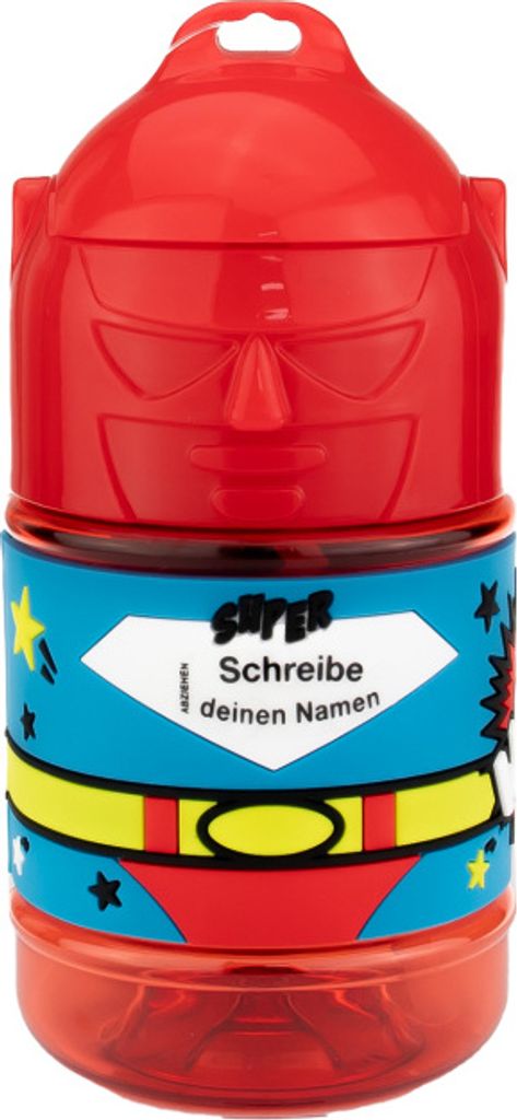 Wasserflasche f. Kinder mit Namen für Schule und Freizeit-BPA frei-Trinkflasche Blanko Rot 1 m