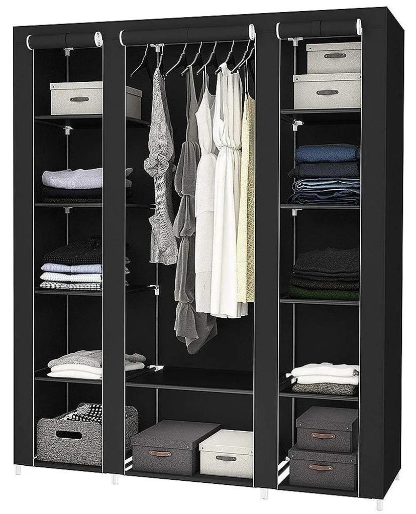 Armoire avec fermeture à glissière 134 cm de large structure métal noir
