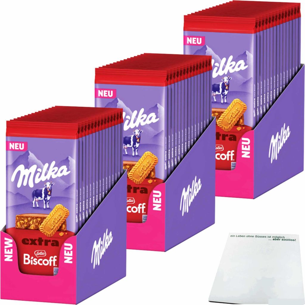 Milka Extra Biscoff Lotus 3er Pack (3x 15x190g) Tafel VPE + usy Block