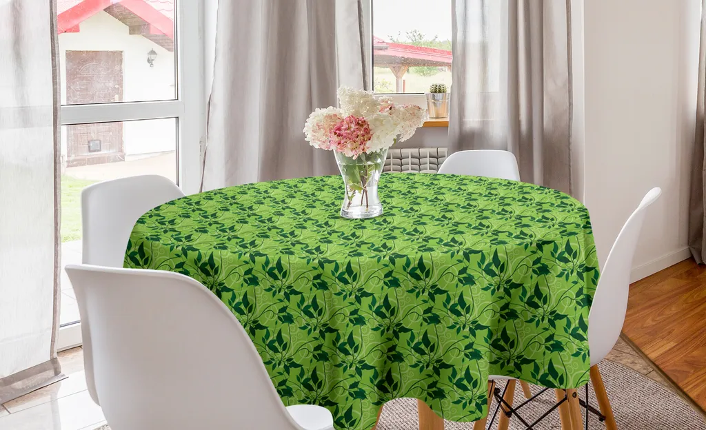 Tovaglia Rotonda 150 cm ABAKUHAUS Botanica Verde - Qualità e Stile