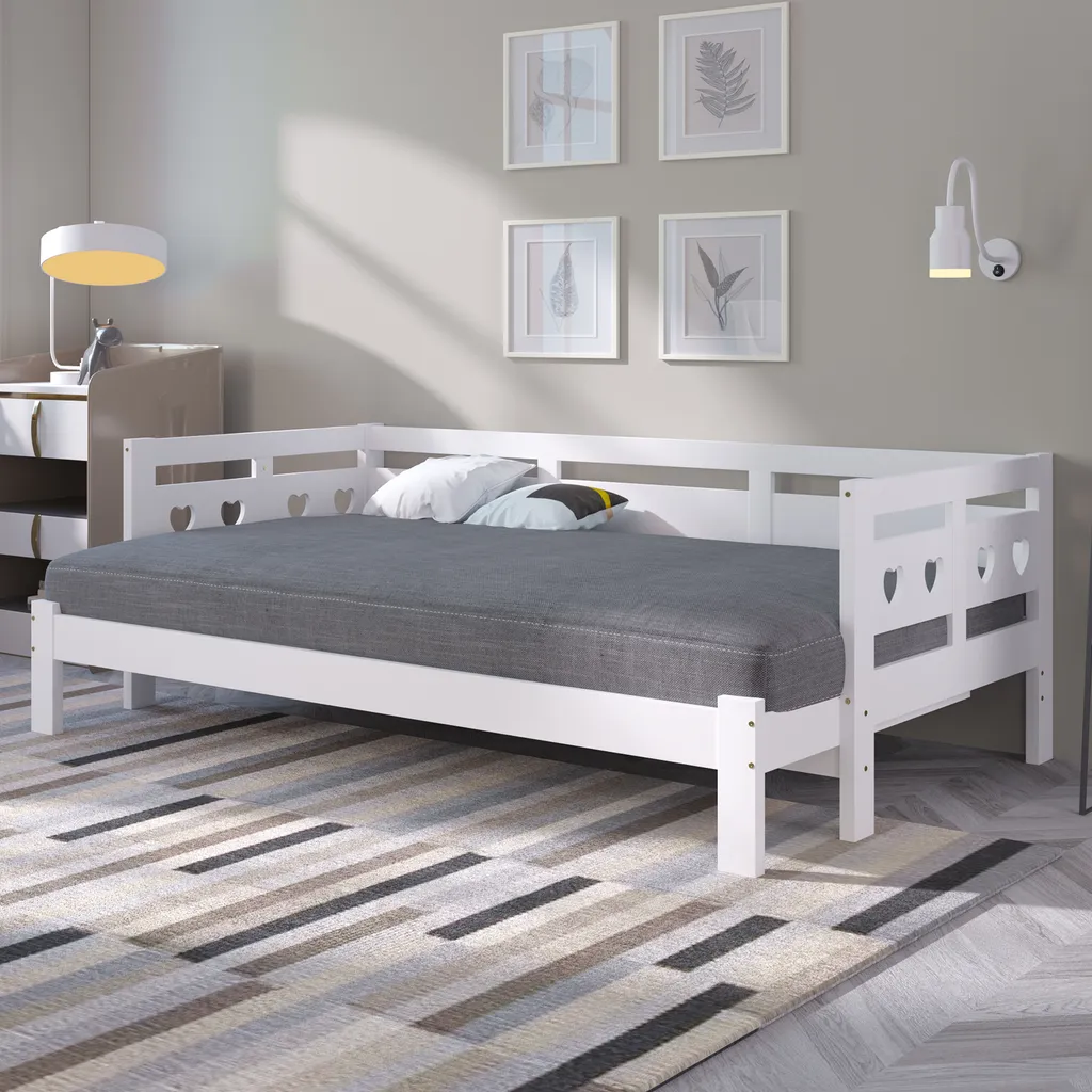 Lit d'appoint extensible blanc 90x190 cm idéal pour chambre d'amis - 6