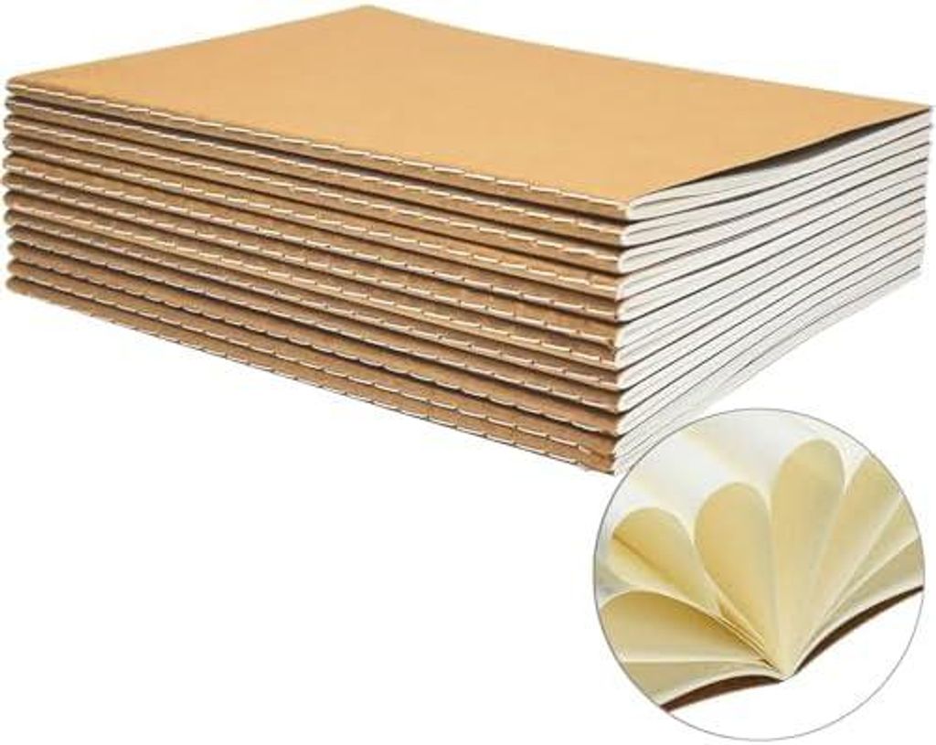 Kraft Notizbuch A5 Dotted, 12 Notizbücher Set, Gepunktet Notizheft mit 60 Seiten (30 Blätter), Notizblock für Büro, Schule & Reisen (21x14cm)