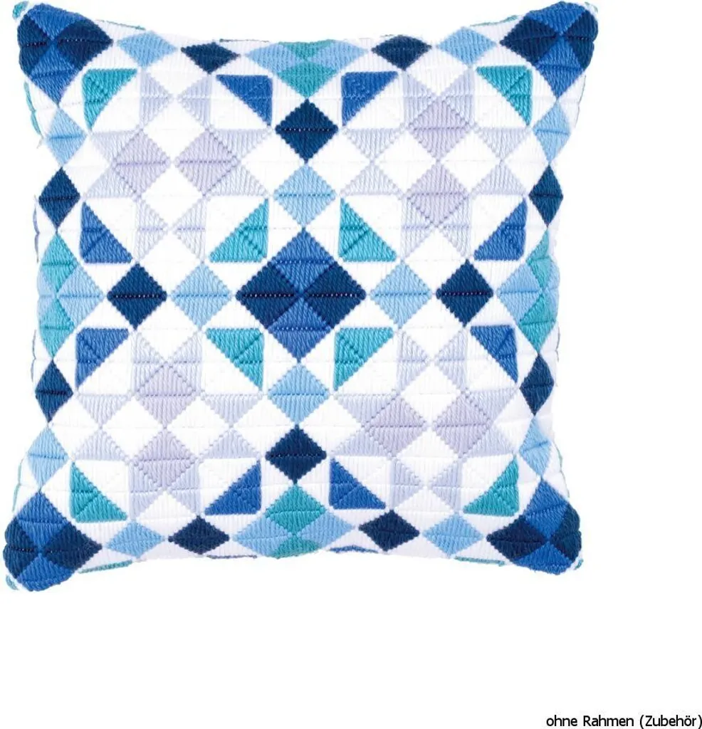 Vervaco Coussin à broder losanges en bleu - Canevas pré-dessiné 40x40cm