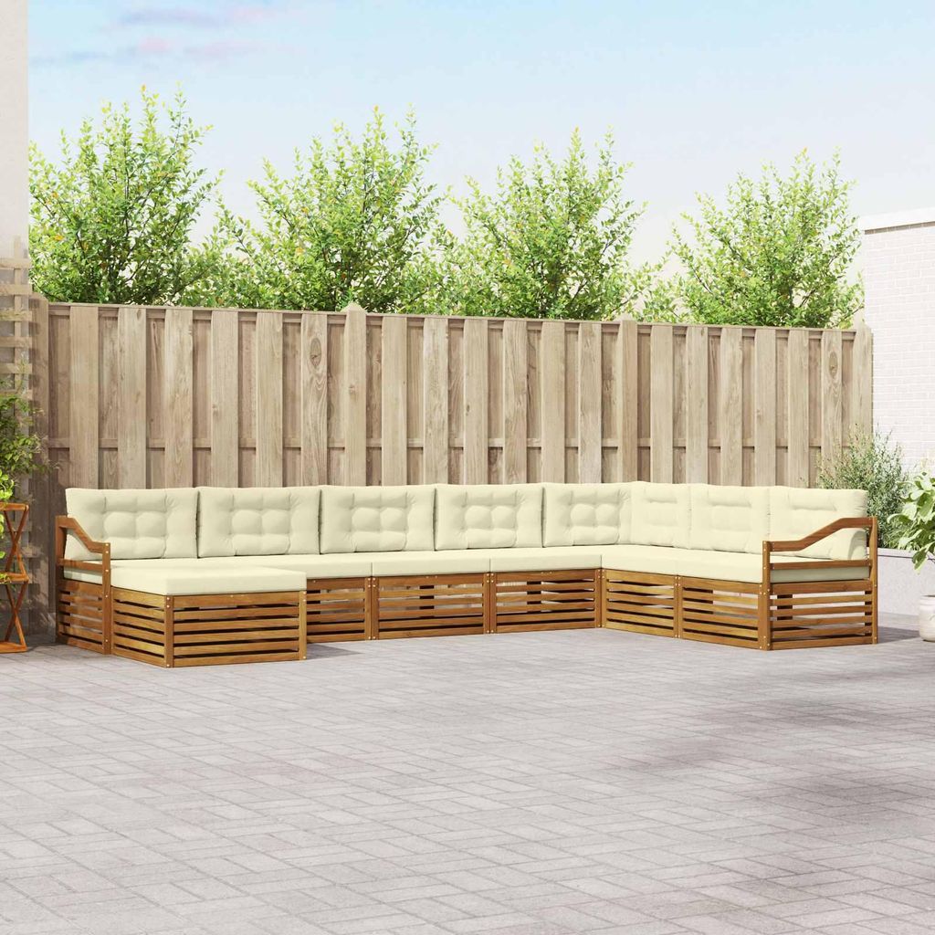 "2026 Aktion"Sofagarnitur - CLORIS - Balkonmöbe/Sitzgruppe - 8 pcs - Moderne Design - Natur und Creme Massivholz Akazie - Gartensofas Promotion968128