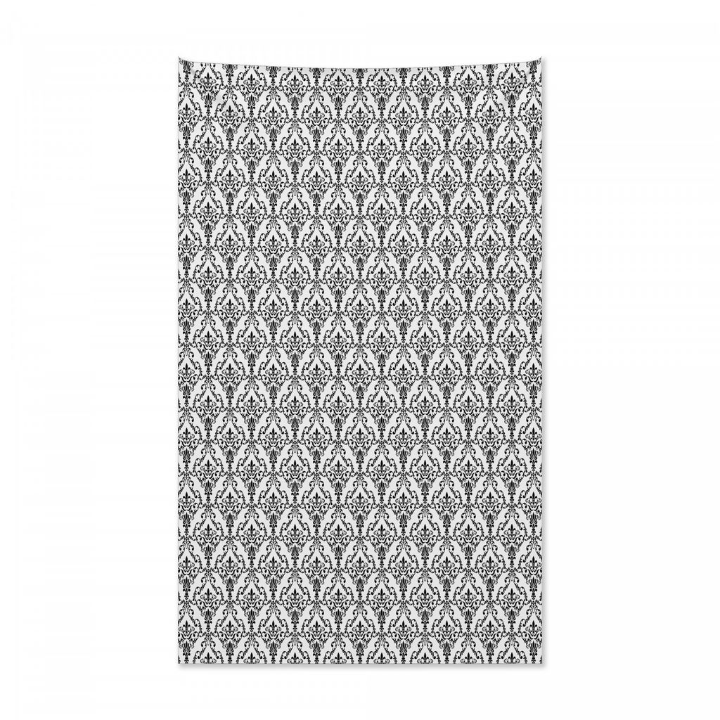 Abakuhaus Damast Wandteppich und Tagesdecke, Kunstvolles Laub aus Weiches Mikrofaser Stoff Kein Verblassen Klare Farben Waschbar, 140 x 230 cm, Wei...