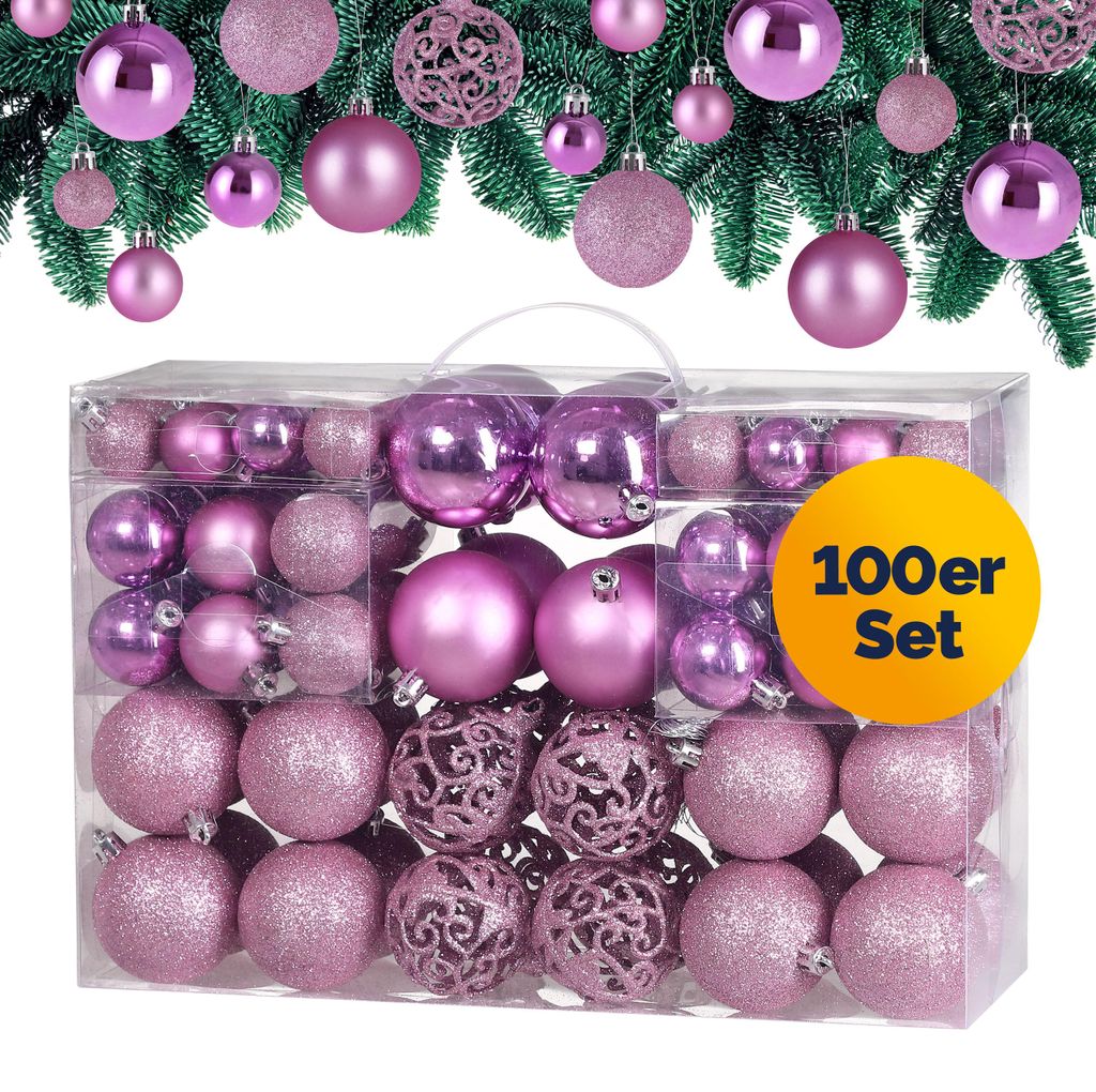 DEUBA® Palline per Albero di Natale Set 100pz Lucide Opache Immagine del prodotto 