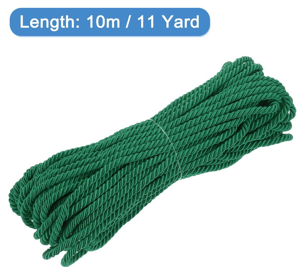 Verdrehter Kordelbesatz, 11 Yard 5mm 3-lagiges Geflochtenes Seil Gl?nzender Faden Schnur fš¹r Handwerk Geschenktš¹te Vorhang Weihnachtsdekorati...