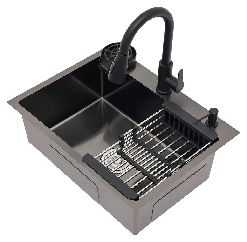 Zlewozmywak kuchenny – jedno komorowy – 60 × 45 cm – stal Zdjęcie produktu 