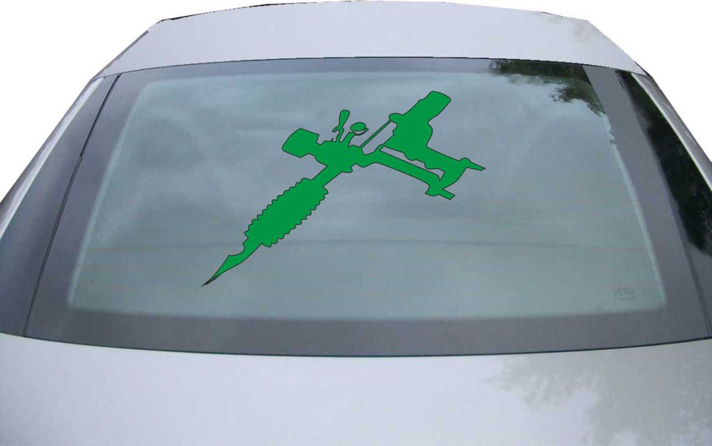 Indigos UG - Aufkleber Heckscheibe & Motorklappe DE7032 - grün - 600x413 mm - Tätowiermaschine - Auto Scheiben Fenster Heckklappe Tuning Racing J...