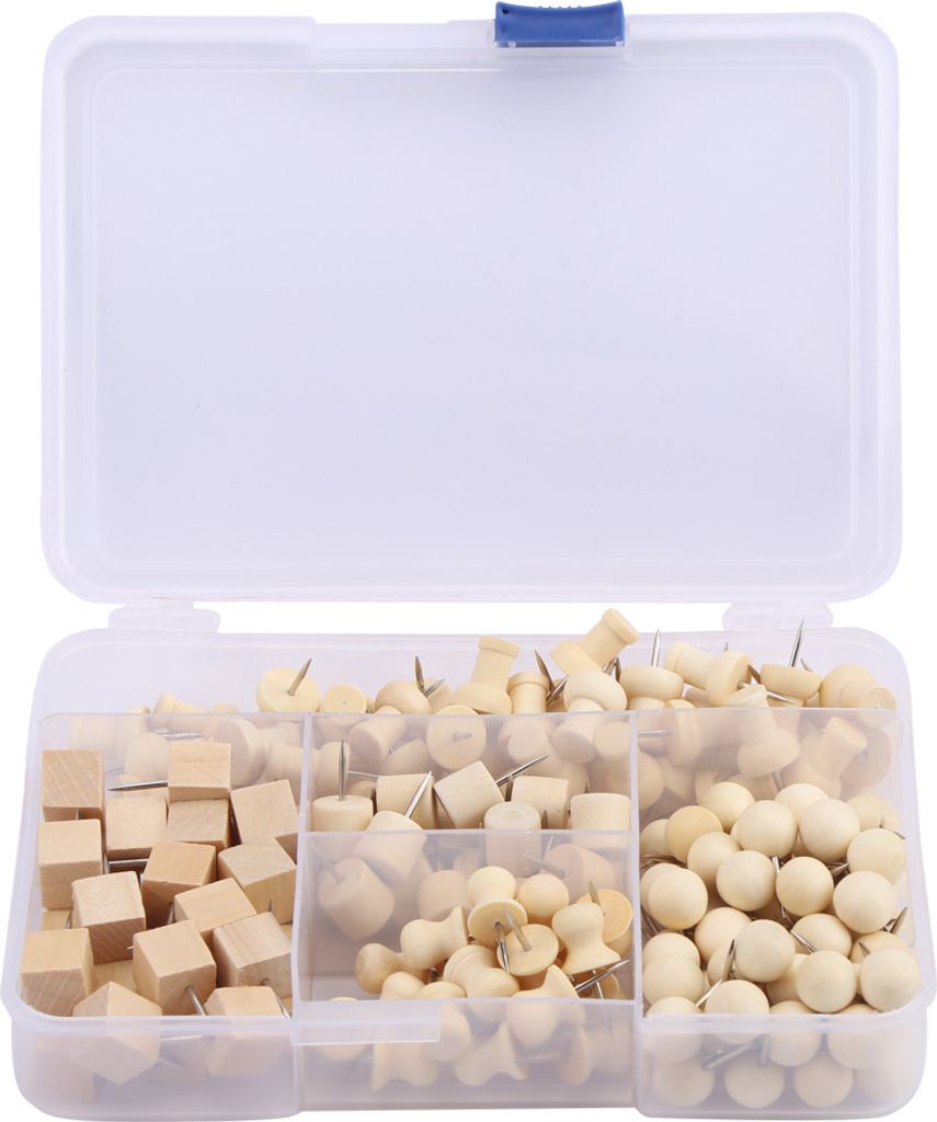 Umweltfreundliche 180 Stücke Daumennägel, Holz-Pushpins, für Korktafeln, Pinnwände, Kalender, Visitenkarten, Büro und Fotos