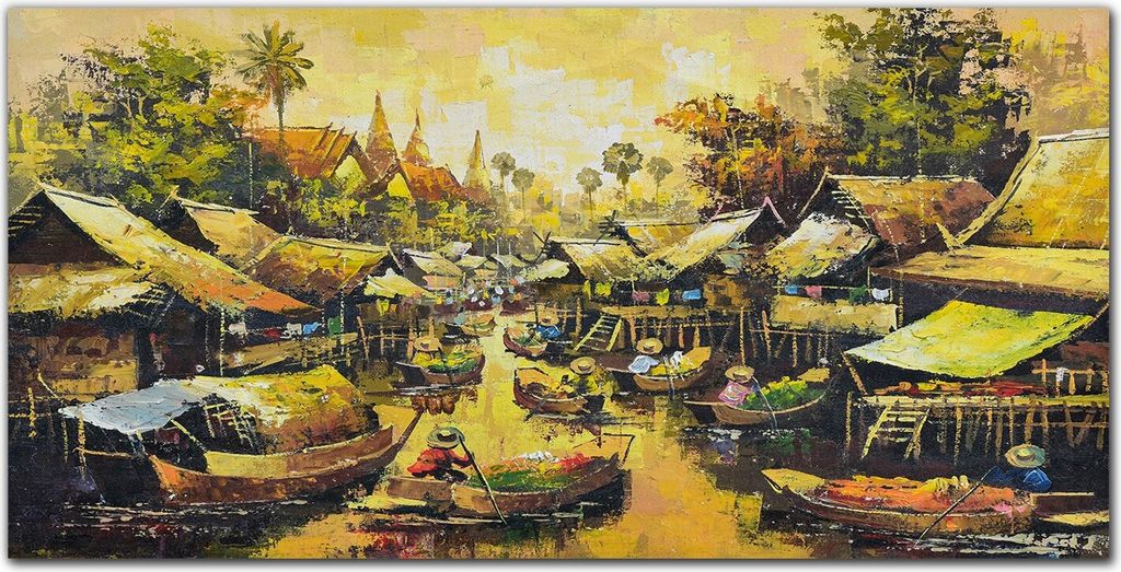 Coloray Küchenrückwand 120x60 Spritzschutz aus Glas - Boote Dorf Baum Himmel