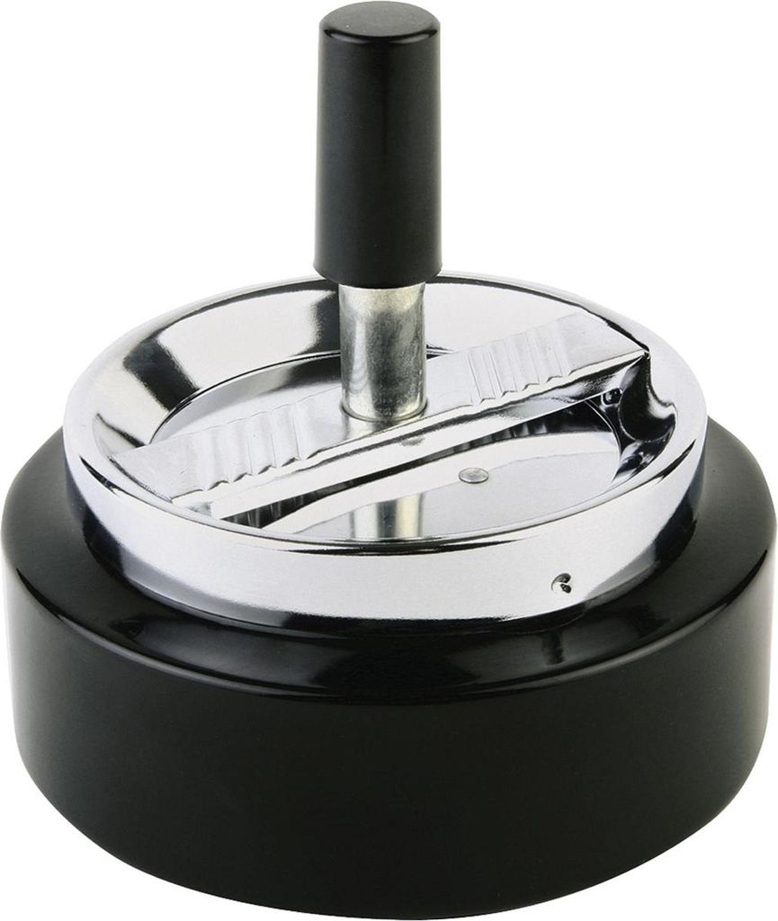 APS Cendrier rotatif classique 11cm Ø10,5cm noir/chromé Image du produit 