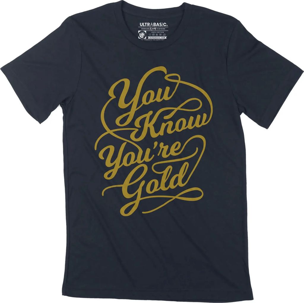 Herren Grafik T-Shirt Du weißt, dass du Gold bist – You Know You Are Gold – Öko-Verantwortlich Vintage Jahrgang Kurzarm Lustige Druck Geburtstag