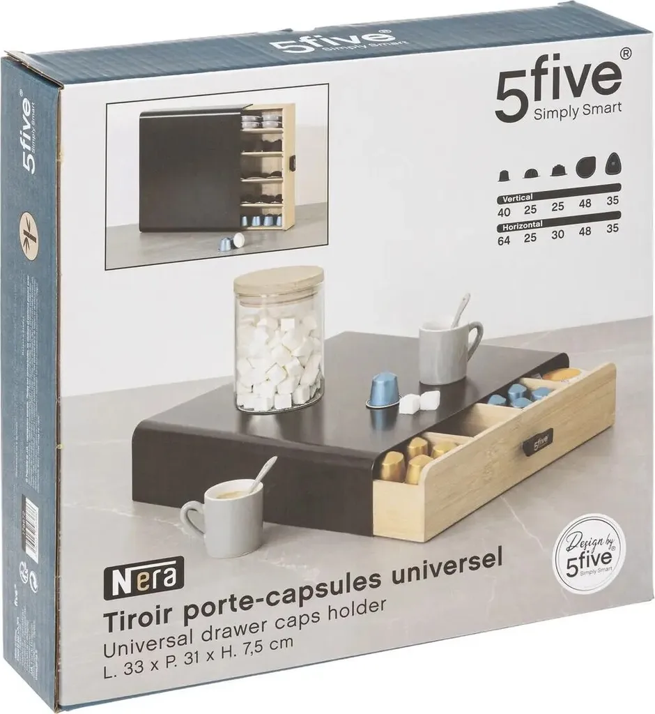 Support machine à café avec tiroir de rangement capsules Nera noir - 4