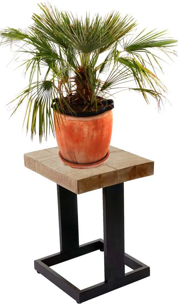 Tabouret en bois pour plantes et fleurs, sellette rustique déco 48cm