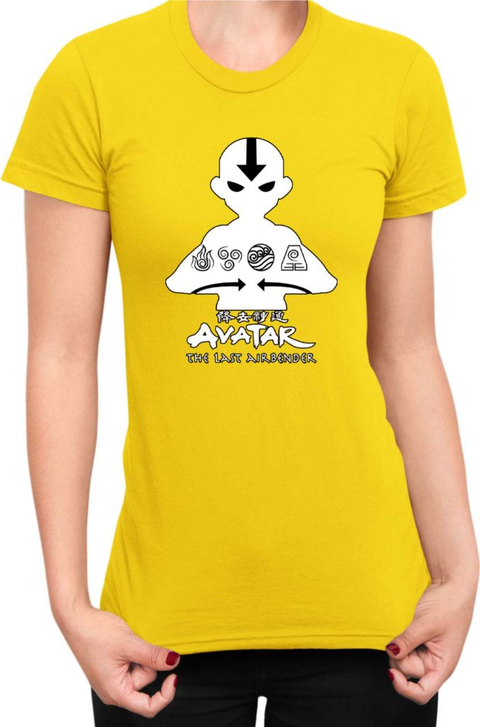 Damen T-Shirt Japan Manga Anime Comics Animation Avatar Aang, Lady L / Gelb