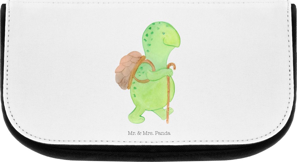 Mr. & Mrs. Panda Schminktäschchen Schildkröte Wanderer - Weiß - Geschenk, Kulturbeutel, Schminktasche, Motivationsspruch, kosmetiktäschchen, ku...
