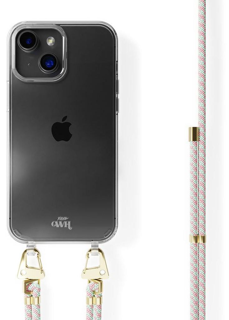 iPhone 13 Mini - Aqua Pink Transparent Cord Hülle