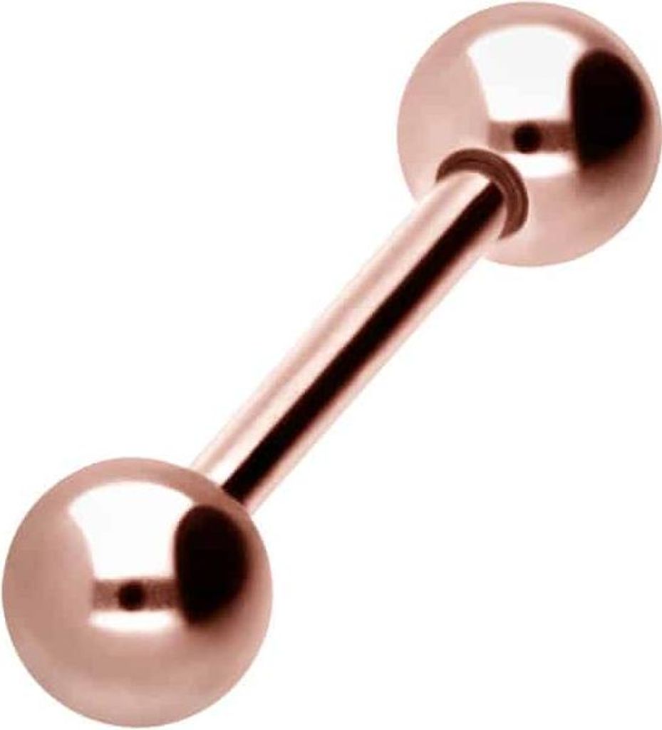 Zungenpiercing, Intim-Piercing Titan Barbell RoséGold Stablänge: 10mm + Stabstärke: 1,2mm + Kugelgröße: 4mm