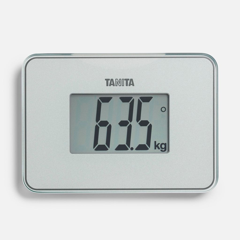 TANITA HD-386 Digitale Personenwaage – Ultrakompakte Reisewaage, Präzise Gewichtsmessung 100 g, Großes LCD-Display, Glasdesign, 150 kg Tragkraft