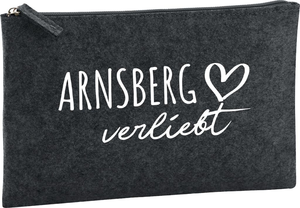 Huuraa Kulturbeutel Arnsberg verliebt 1 Liter Charcoal Filz Kosmetiktasche Geschenkidee