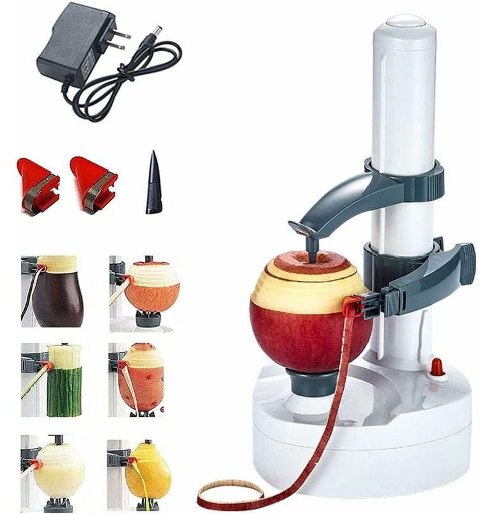 Elektrischer Sparschäler, elektrischer Apfelschäler, elektrischer Gemüseschäler, geeignet für Gemüse, runde Kartoffeln, runde Äpfel, ausgest...