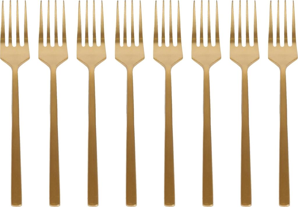 Kuchengabeln aus Edelstahl – 15 cm – Gold – 8er-Pack