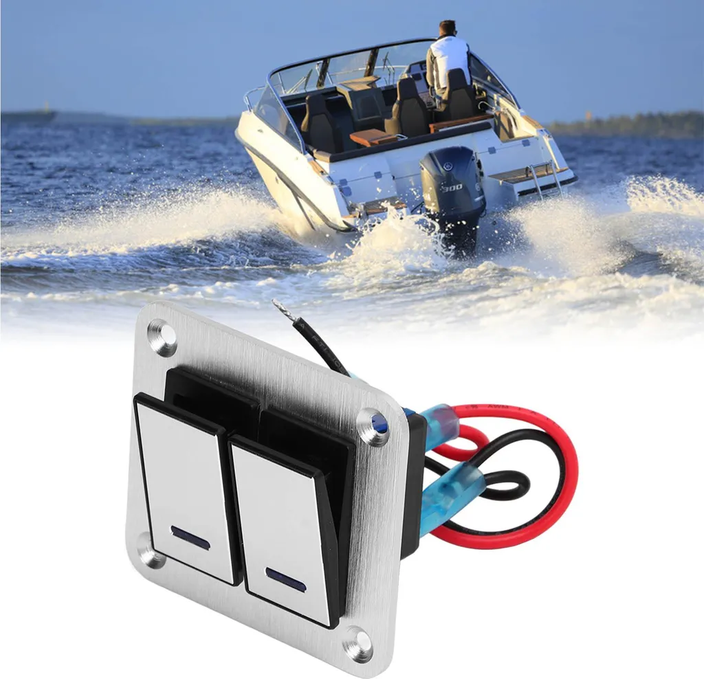Interruttore On/Off Alluminio LED Blu 12-24V Universale Barca Auto
