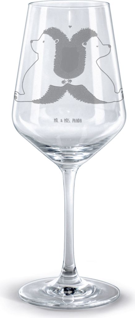 Mr. & Mrs. Panda Weinglas Igel händchenhaltend - Transparent - Geschenk, Große Liebe, graviert, Verknallt, Freundin, Hand in Hand, Kelch, Jahrest...