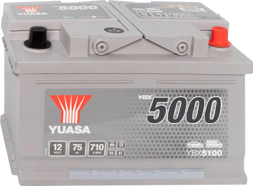Batterie Yuasa YBX5100 SMF 12V 75Ah Silver Haute Performance pour Auto