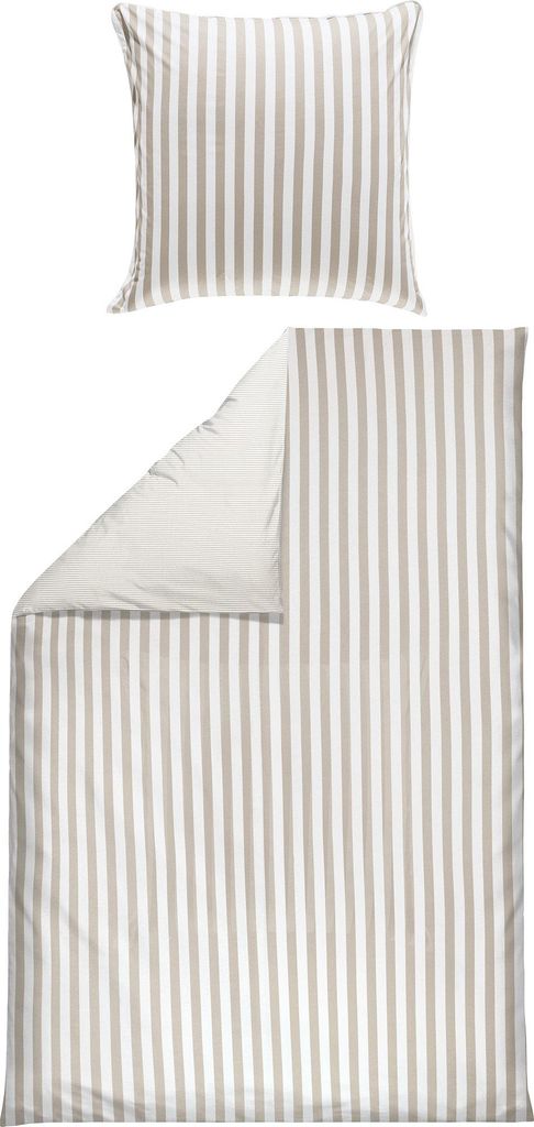 Erwin Müller Wendebettwäsche taupe-weiß 1x 135x200 cm + 1x 80x80 cm