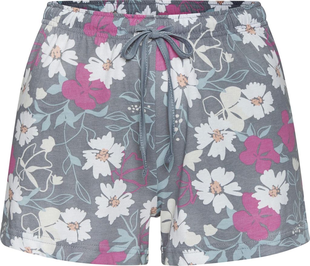 Vivance Dreams Pyjamashorts graublau-pink-geblümt Größe 36/38