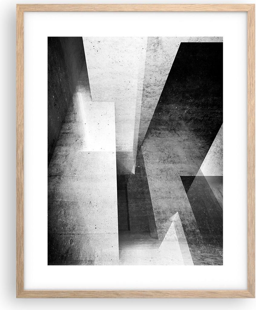 Gerahmtes Poster - Rahmen in heller Eiche - Dreidimensional Illusion optisch - 40x50 cm - Wand Bild - Wanddeko - Wandbilder - Kunstposter - Wandpos...
