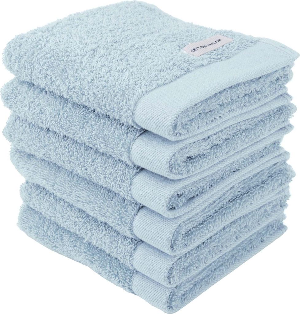 TOM TAILOR Gästehandtuch, 6er Pack - Color Bath Guest Towel, Frottier, Baumwolle Hellblau 30x50cm