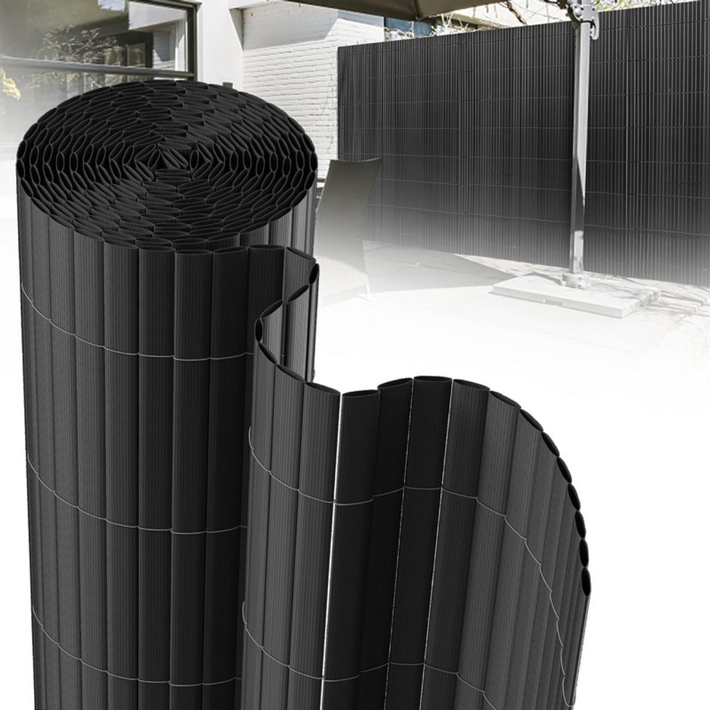TolleTour PVC Sichtschutzmatte Sichtschutzzaun Balkonsichtschutz Windschutz Sichtschutz für Zaun Balkon grau 90 x 500 cm