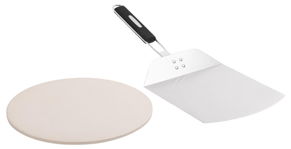 Pizza Backstein 33cm Pizzastein mit Pizzaheber Edelstahl Pizzaschaufel