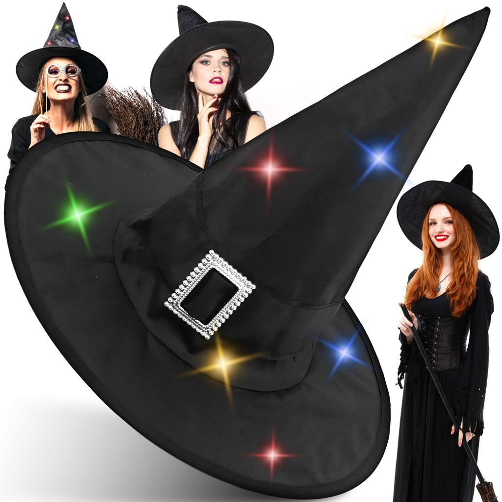 Hexenhut LED Lichterkette Halloween Hexen Hut mit Produktbild 