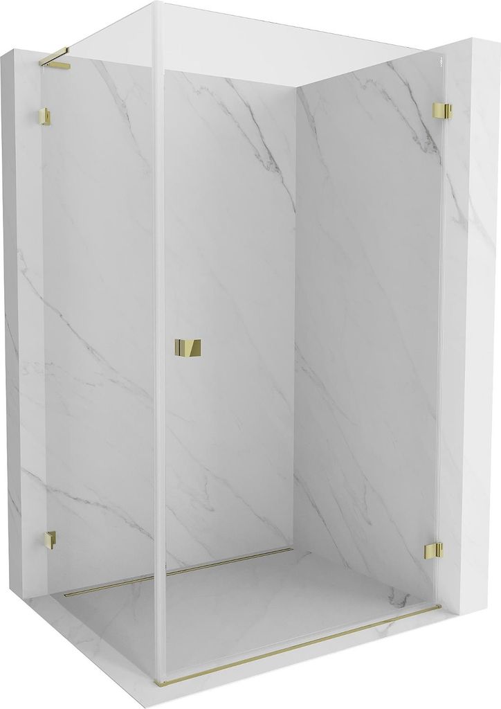 Mexen Lunar-B L Duschkabine Schwingtür rechts 80 x 70 cm, transparent, gold - 832L-080-070-50-00-P