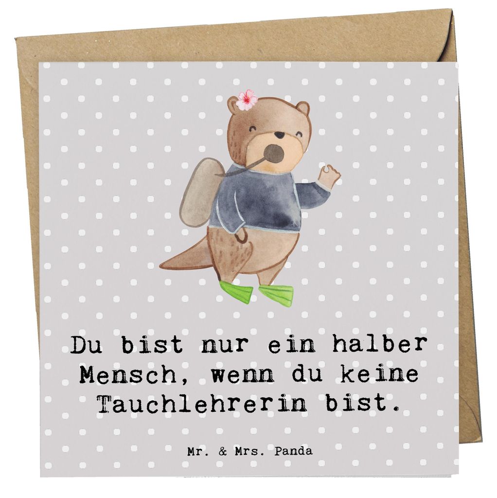 Mr. & Mrs. Panda Grußkarte Tauchlehrerin Herz - Grau Produktbild 