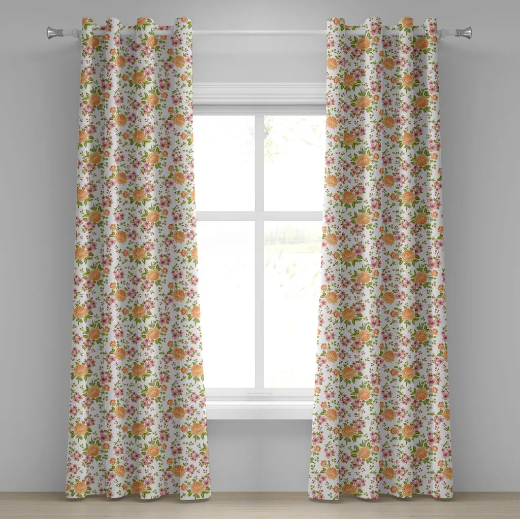 ABAKUHAUS Tenda Peonia Arancione 280x175 cm | Arredo Floreale Casa