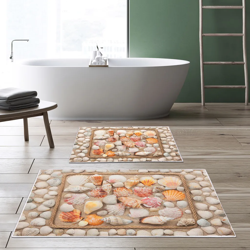 Tapis de bain Nixie 850 g/m² en polyester multicolore résistant et doux