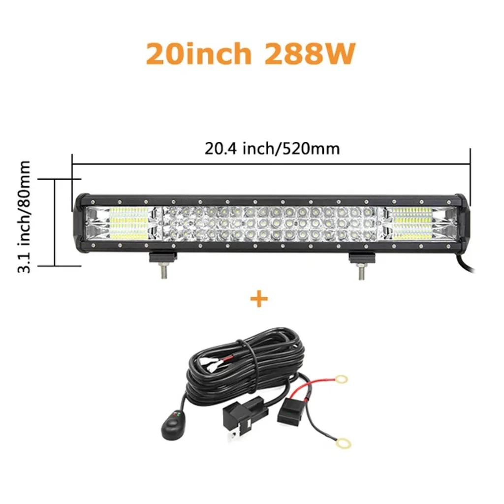 Barre d'éclairage LED 20in 288W, faisceau combiné avec câblage complet - 2