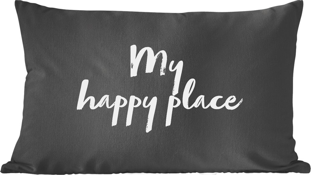 MuchoWow Zierkissen Sofakissen Wohnzimmer Dekokissen 60x40 cm Zitate - Text - Mein glücklicher Ort - Kopfkissen - Polster mit Foto