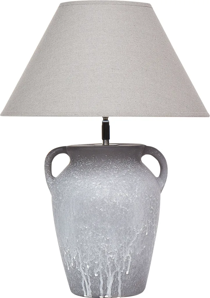 Lampe de salon moderne grise luminaire de lecture abat-jour lin